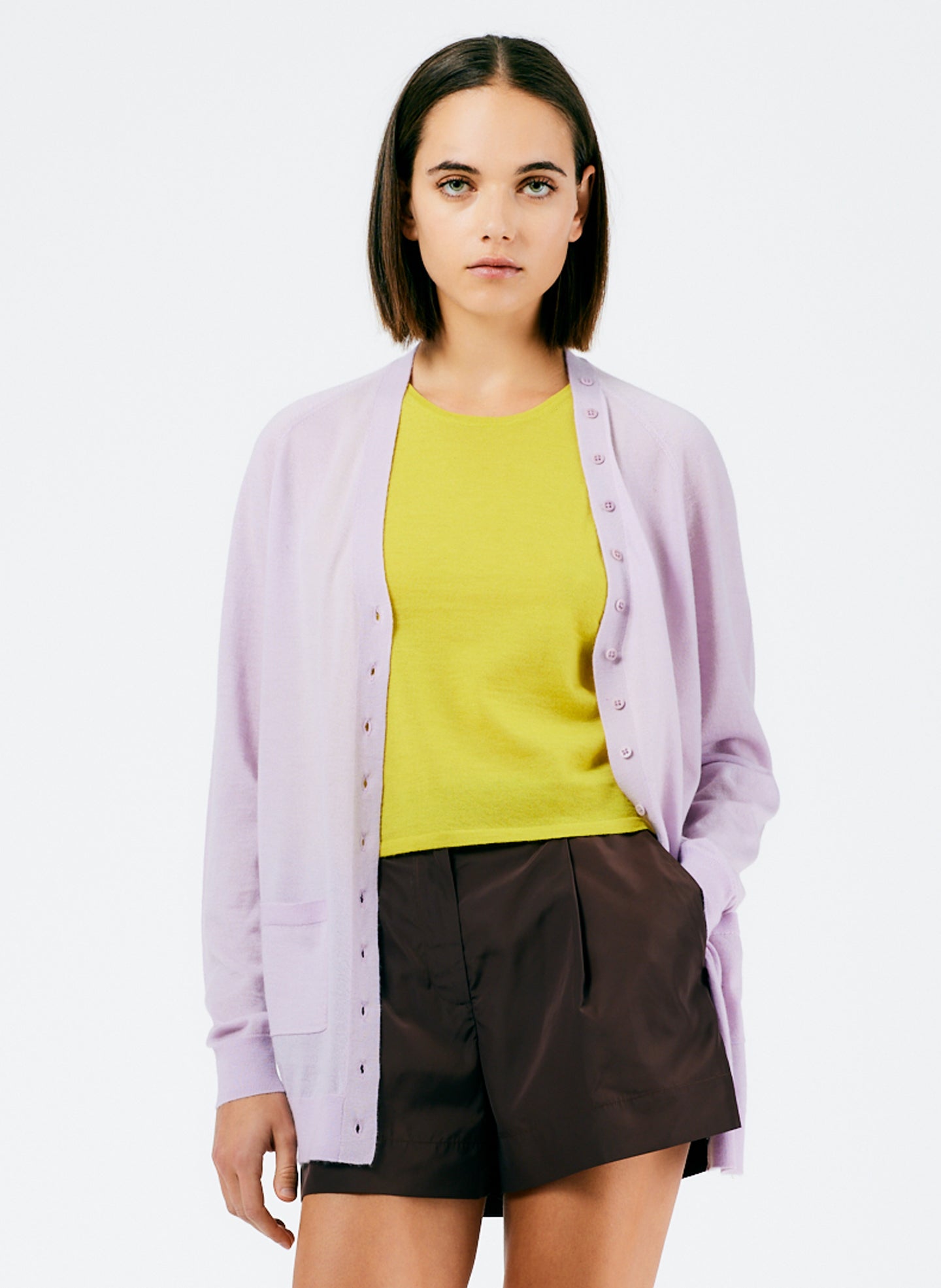 Tissue Cashmere Cardigan - Pale Lavender-1