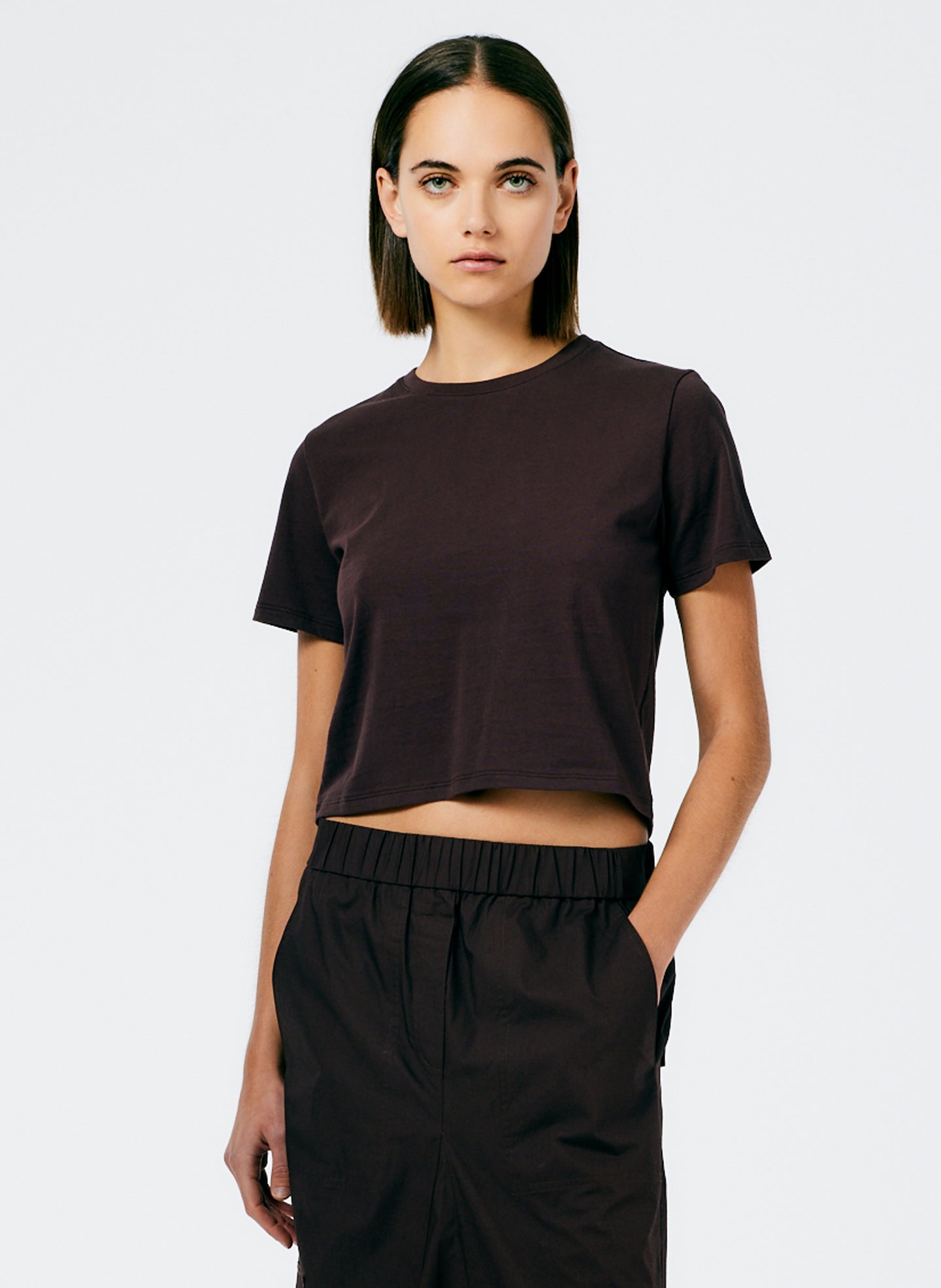 Cropped Baby T-Shirt - Dark Brown-1