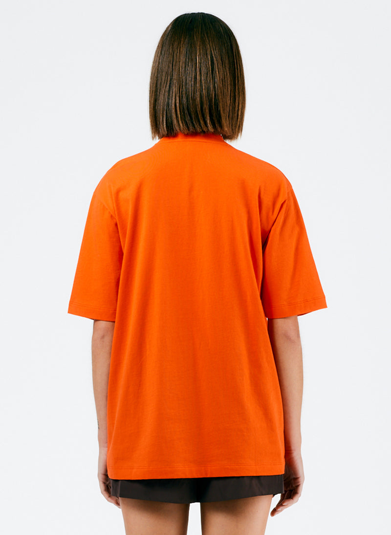 Mock Neck Unisex T-Shirt Poppy Red-3