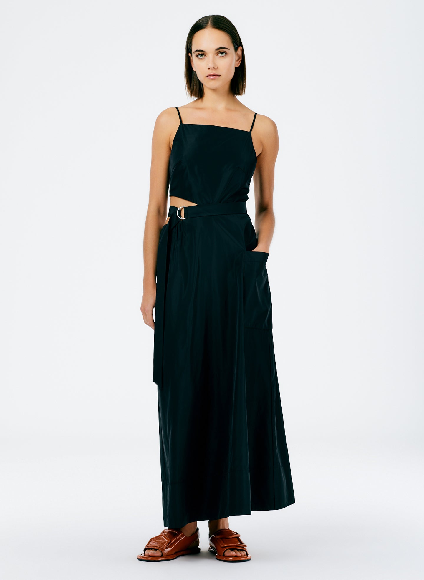 Black / 00 / U123TT1577 Italian Sporty Nylon Strappy Cut Out Dress Black / 00 / U123TT1577 Italian Sporty Nylon Strappy Cut Out Dress