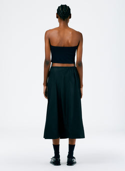 Italian Sporty Nylon Side Shirred Circle Skirt Black-3