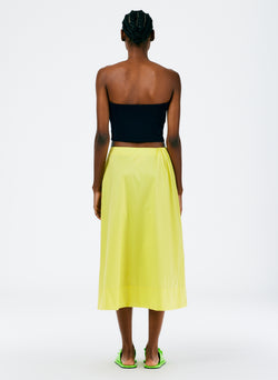 Italian Sporty Nylon Side Shirred Circle Skirt Yellow-3