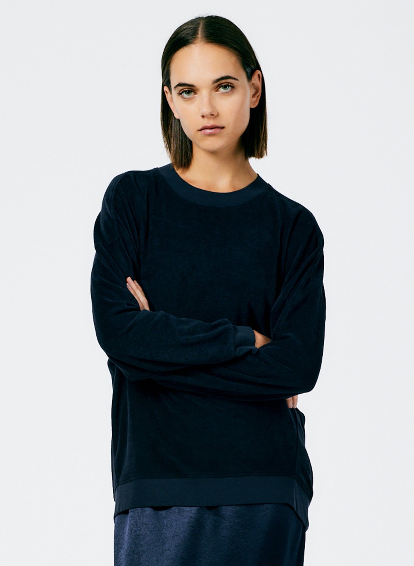 Summer Terry Crewneck Sweatshirt - Dark Navy-1