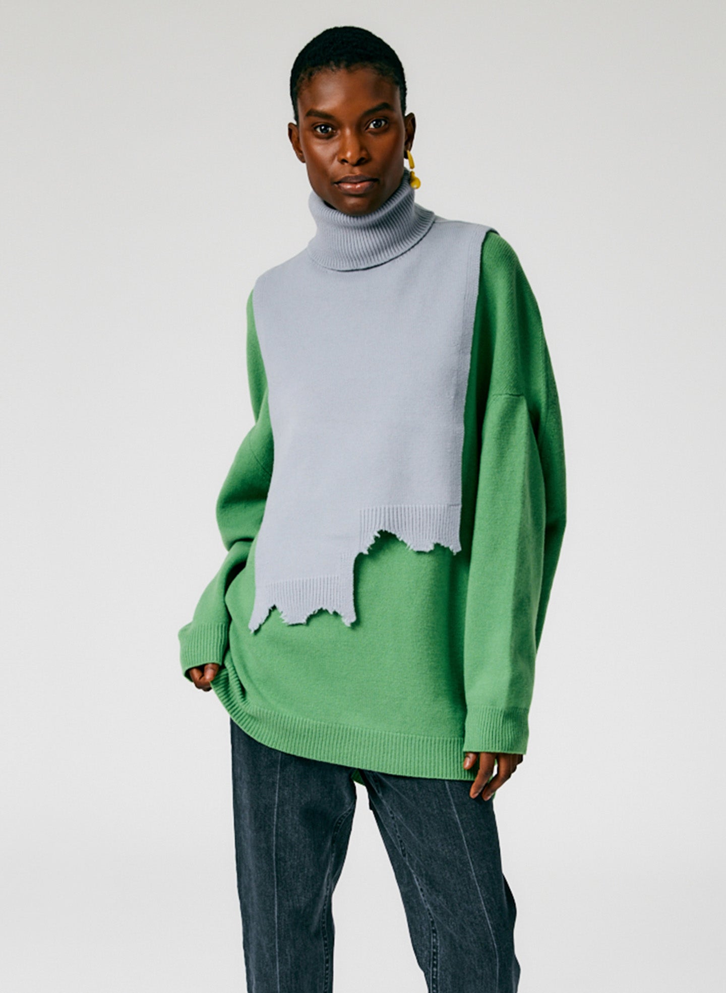 Airy Extrafine Wool Turtleneck Dicky - Silver Grey-01