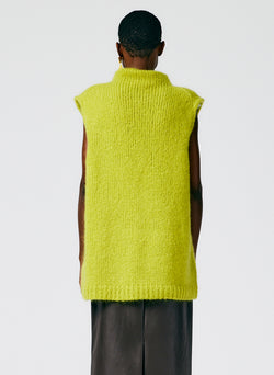 Claude Mohair Cocoon Funnelneck Vest Lime Green-04