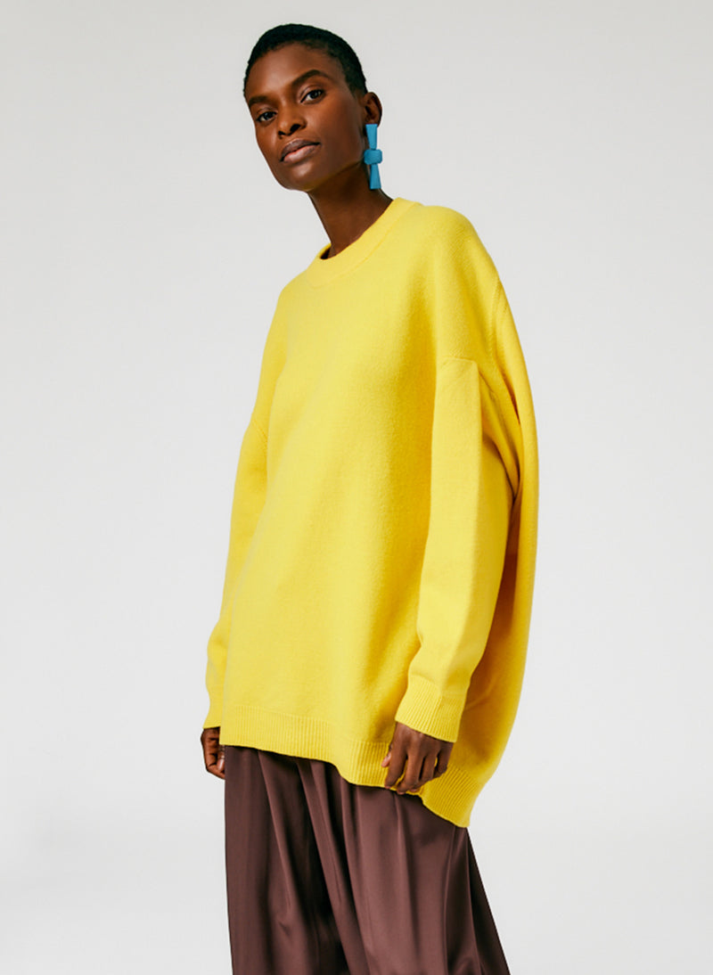 Airy Extrafine Wool Circular Origami Pullover Yellow-01