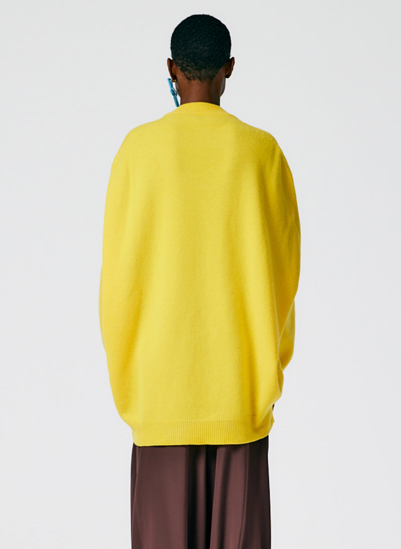 Airy Extrafine Wool Circular Origami Pullover Yellow-04