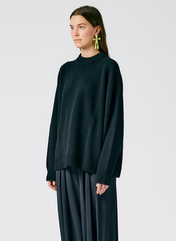Cashmere Sweater Crewneck Oversized Pullover Black-3