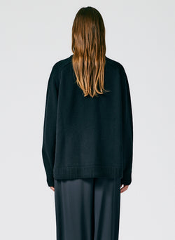Cashmere Sweater Crewneck Oversized Pullover Black-4