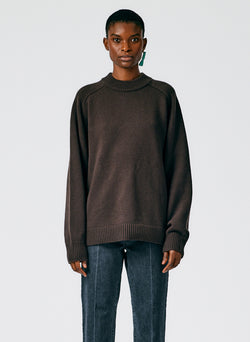 Cashmere Sweater Crewneck Oversized Pullover Ebony Brown-2