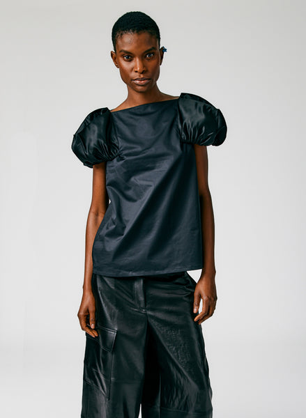 [ILLIGO] Boatneck puff sleeve top /追跡付 Light Weight Cotton Sateen Boatneck Box Sleeve Top – Tibi