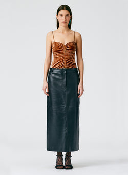 Leather Maxi Trouser Skirt Black-02