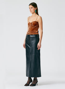 Leather Maxi Trouser Skirt Black-03