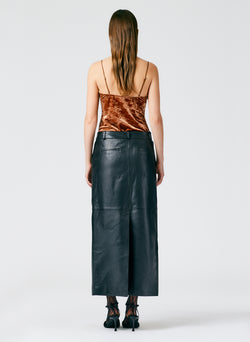 Leather Maxi Trouser Skirt Black-04