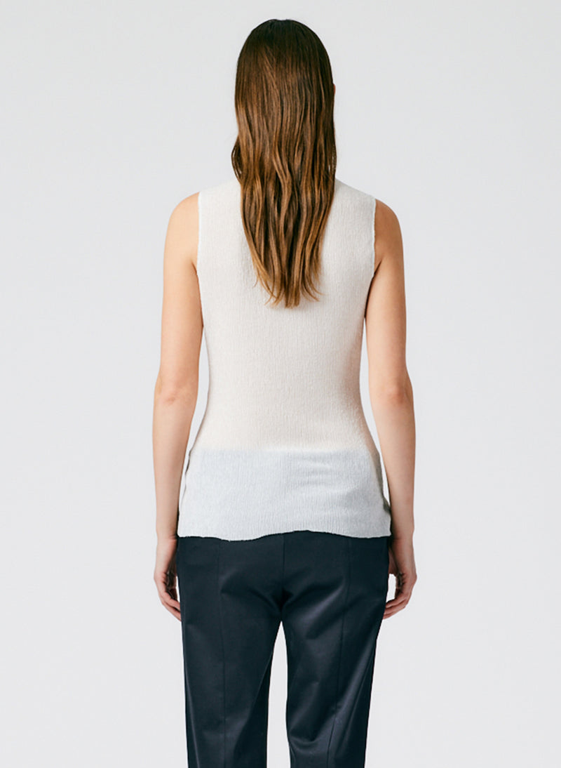 Sage Crinkle Lyocell Fitted Tank White-04