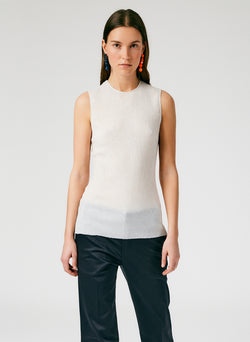 Sage Crinkle Lyocell Fitted Tank White-01
