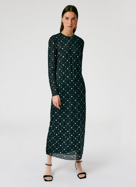 Sheer Metallic Speckle Long Sleeve Open Back Dress Tibi Official Sheer Metallic Speckle Long Sleeve Open Back Dress Tibi Official