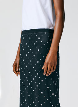 Sheer Metallic Speckle Pencil Skirt Black-04