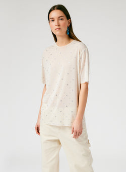 Sheer Metallic Speckle Easy T-Shirt Champagne-01