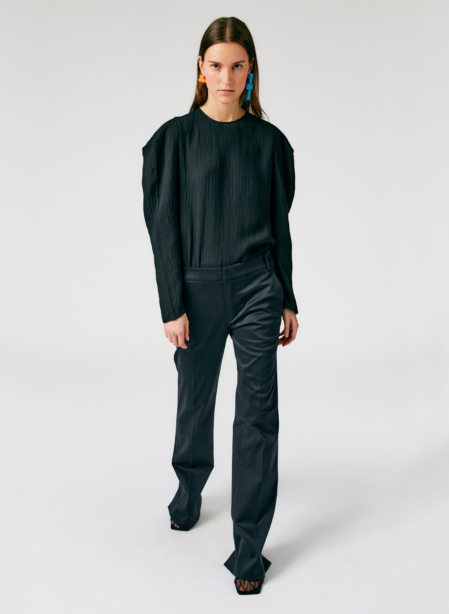 Stretch Sateen Elfie Trouser - Petite - Black-01
