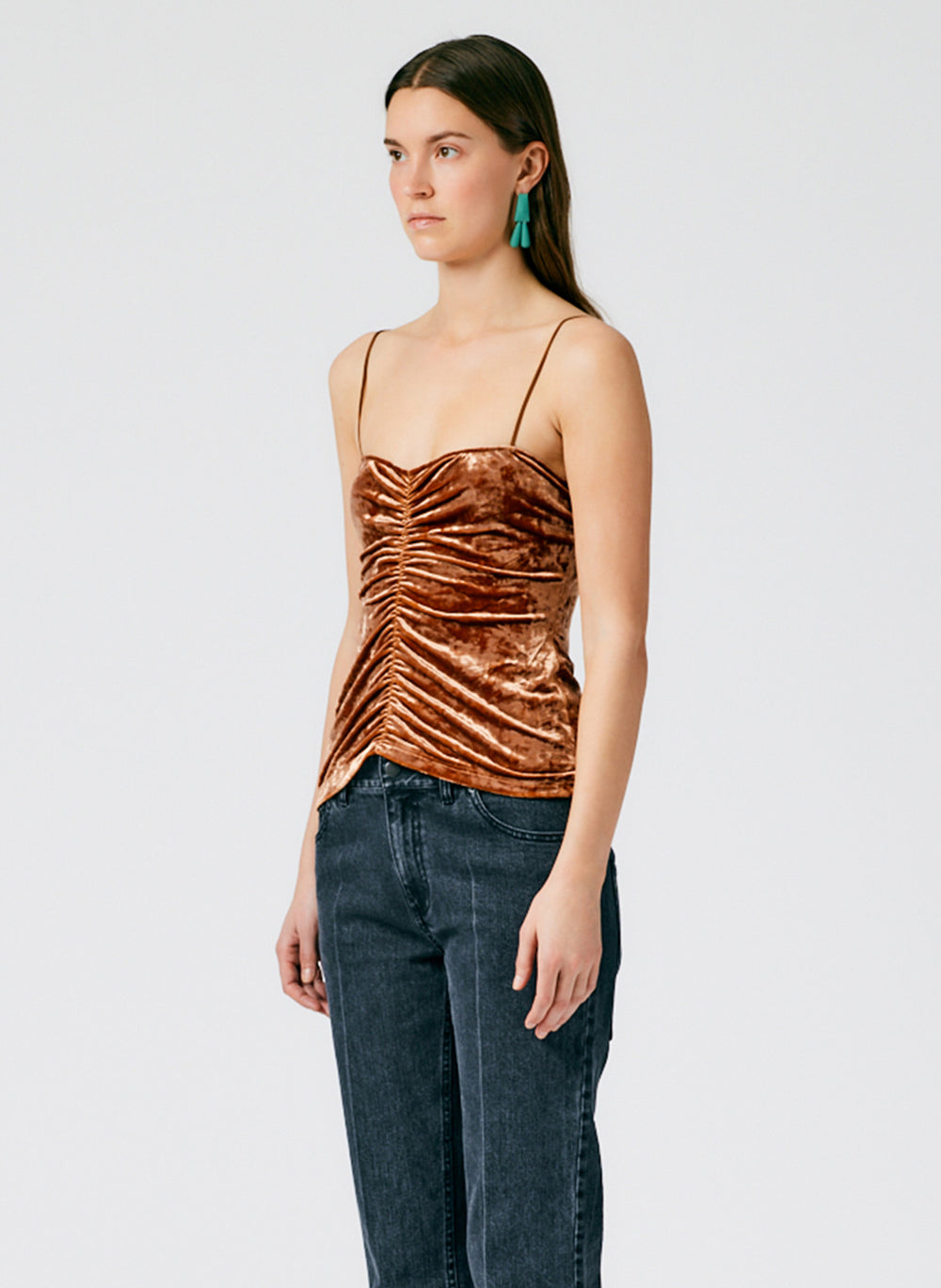 Stretch Velvet Ruched Cami – Tibi Official