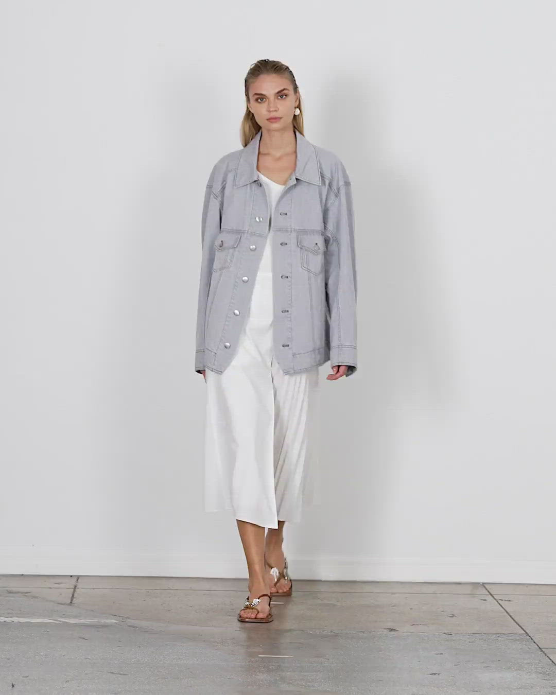 Oversized grey denim jacket hotsell