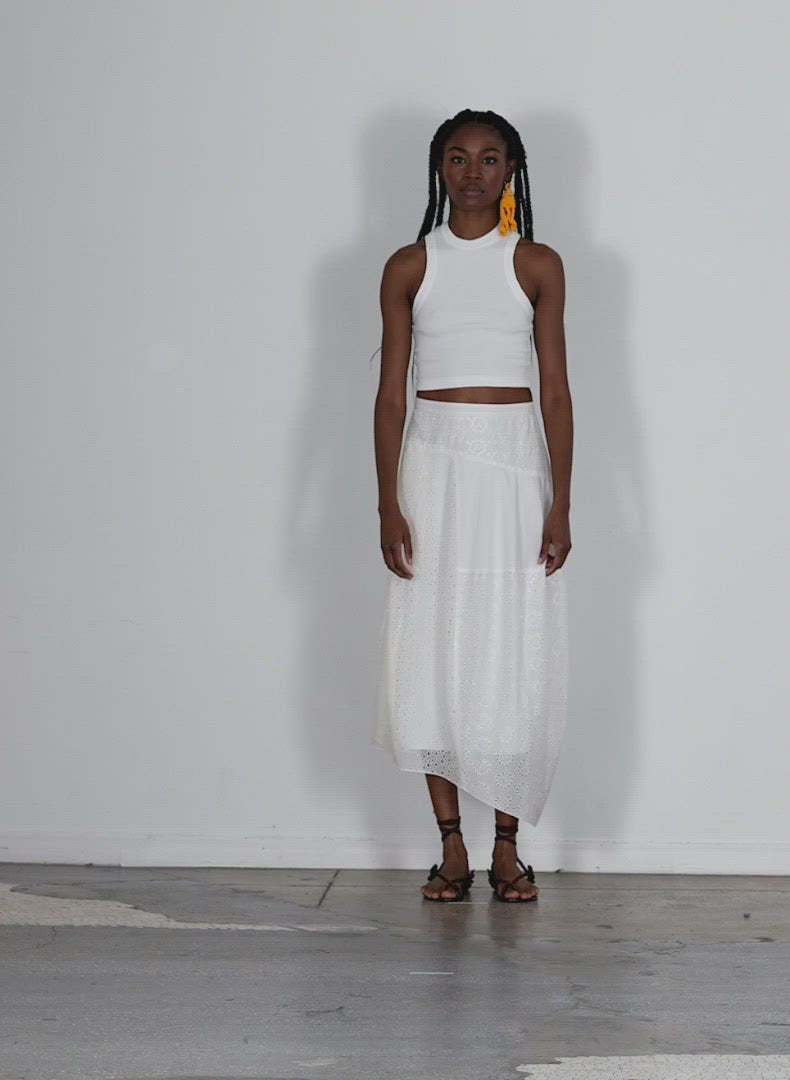 Ivory asymmetrical skirt hotsell