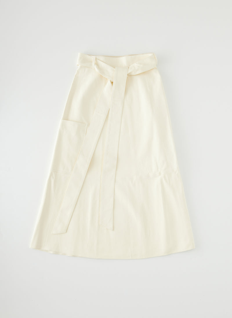 Leather Cargo Back Wrap Skirt Vanilla Cream-1