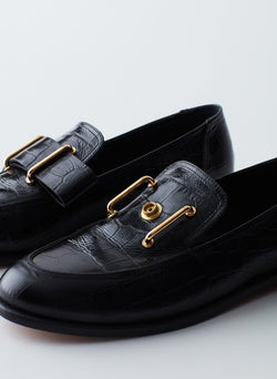 Morris Croc Print Leather Loafer Black-5